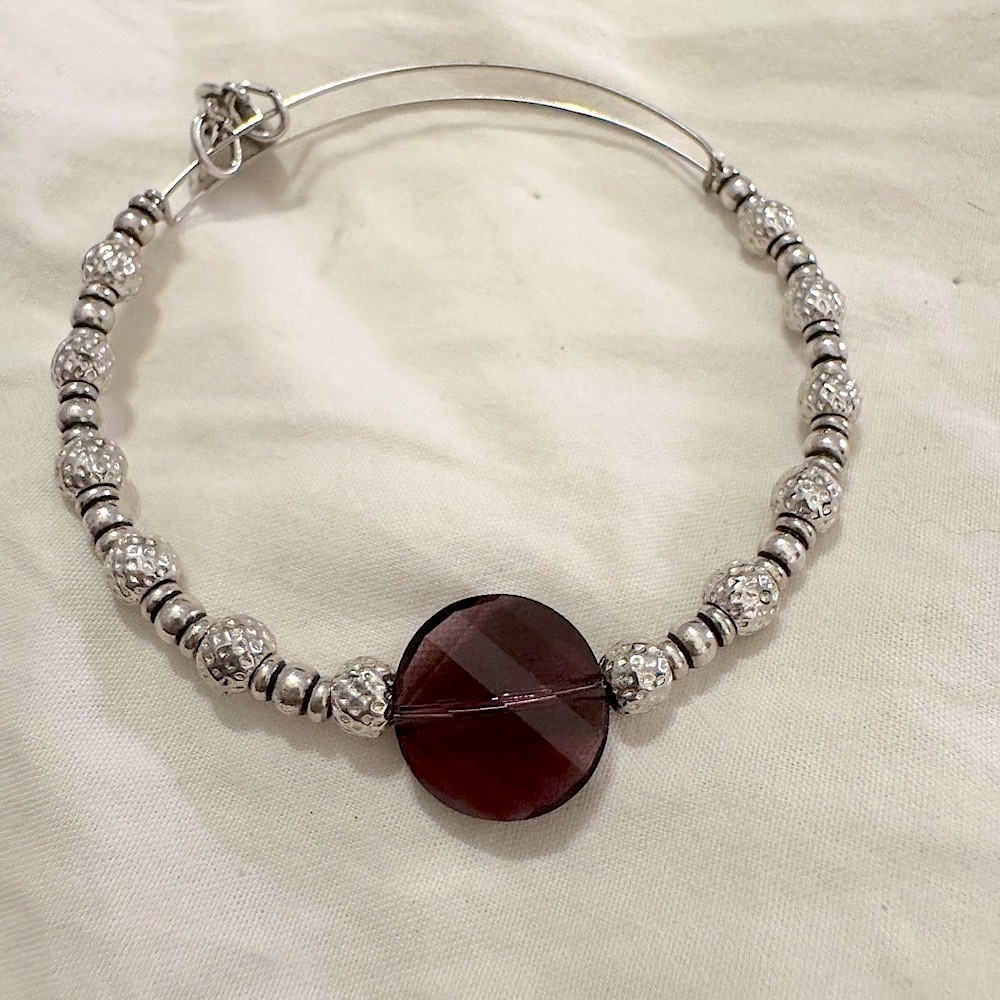 Alex and Ani RF silver purple beaded bracelet